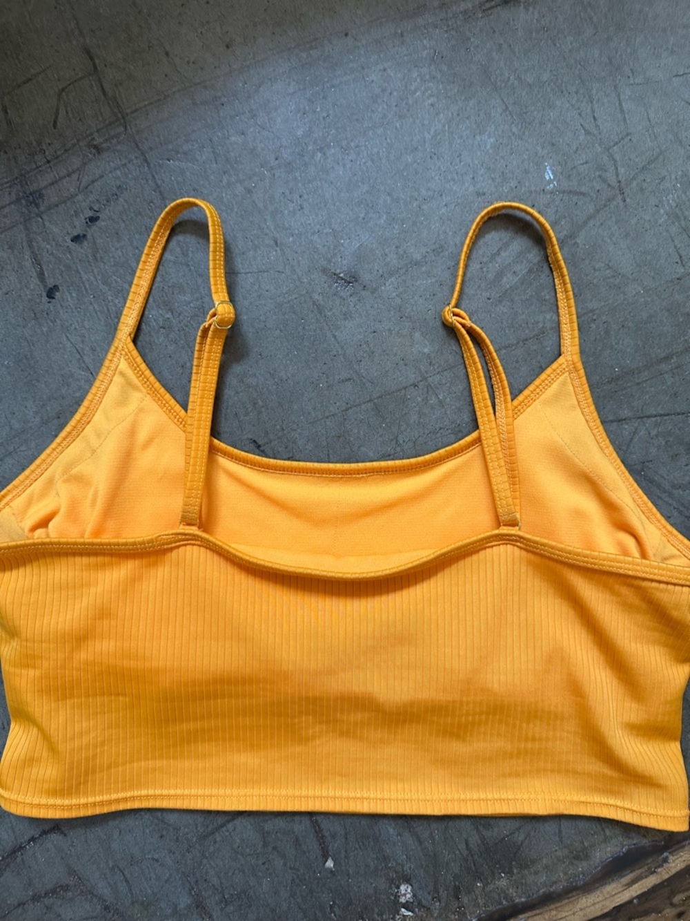 Yellow Ribbed Crop Bikini Top with Pink-Orange Ombre Tie-Side Bottoms - Picture 8 of 8